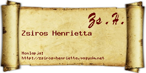 Zsiros Henrietta névjegykártya